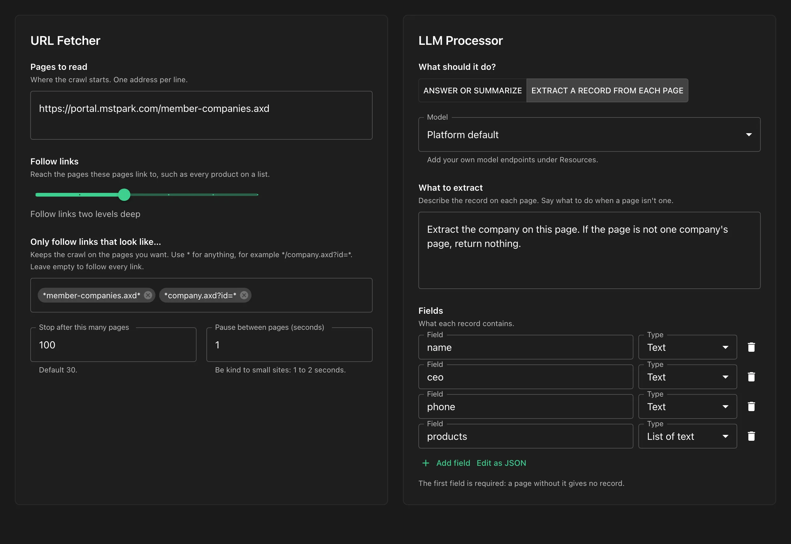 Node settings